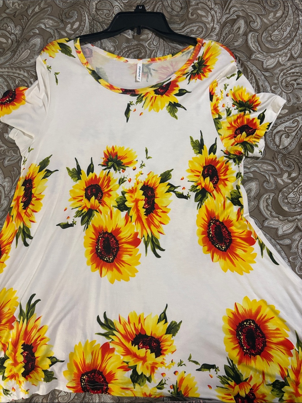 Sunflower Print White Women's Tee